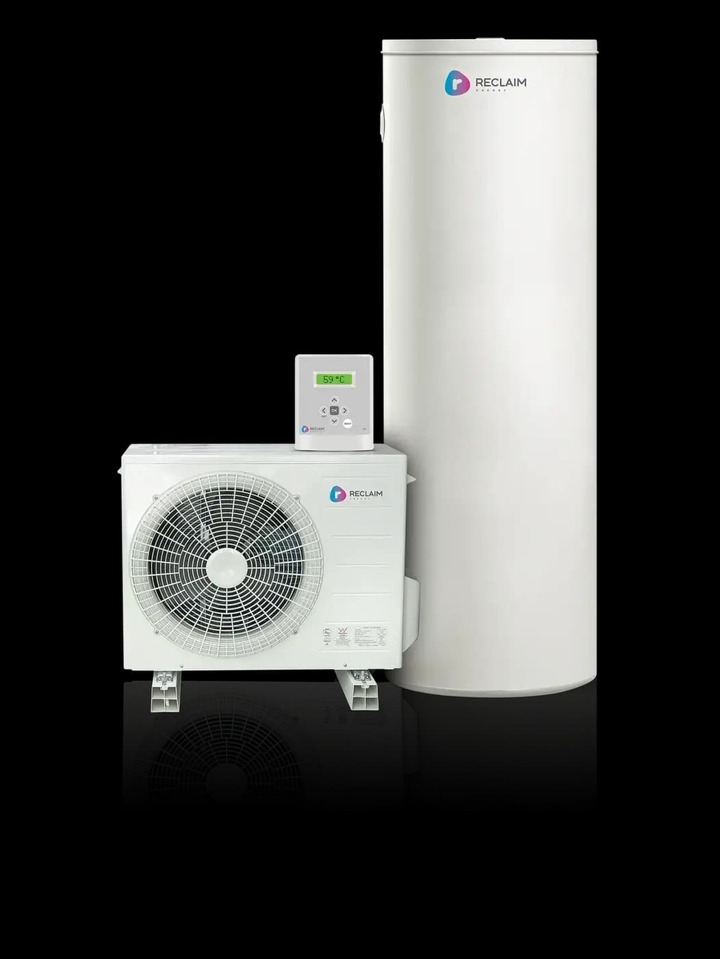Reclaim CO₂ split heat pump stainless tank