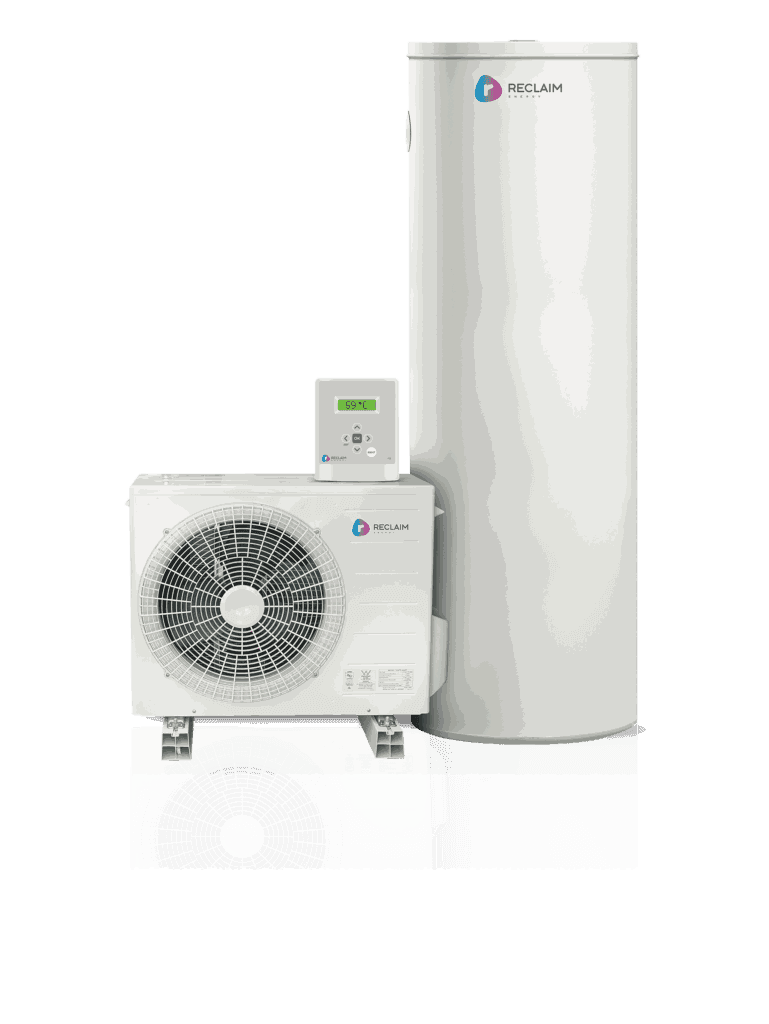 Reclaim heat pump hot water system with controller